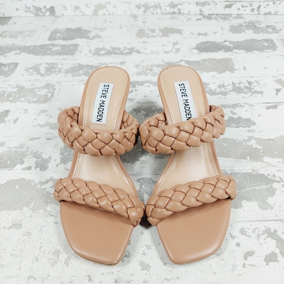 NEW Steve Madden Prema Tan Summer Braided Heeled Sandals F935 - Picture 3 of 11